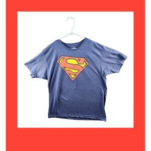 NWT DC Comics Superman T-Shirt Men's Royal Blue Heather Shield Logo XL
